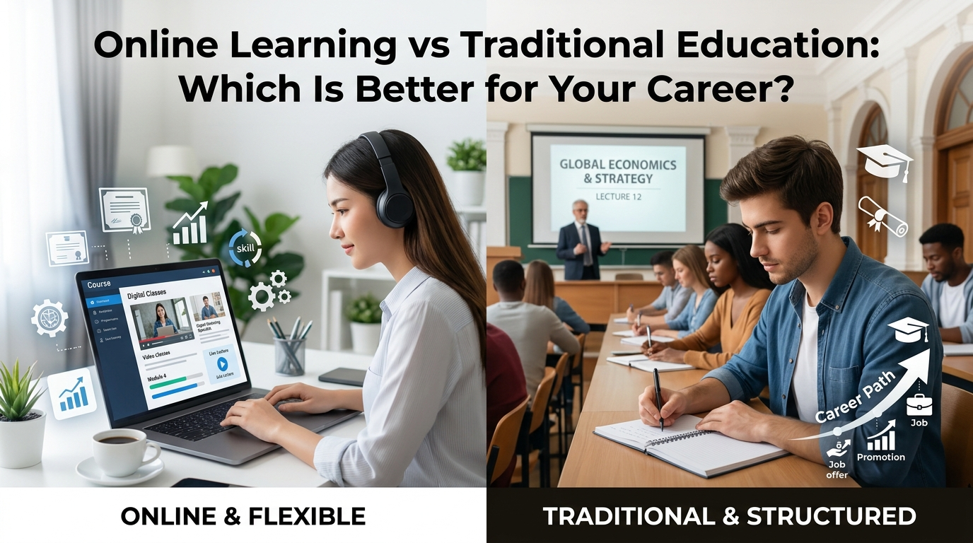 online learning vs traditional education